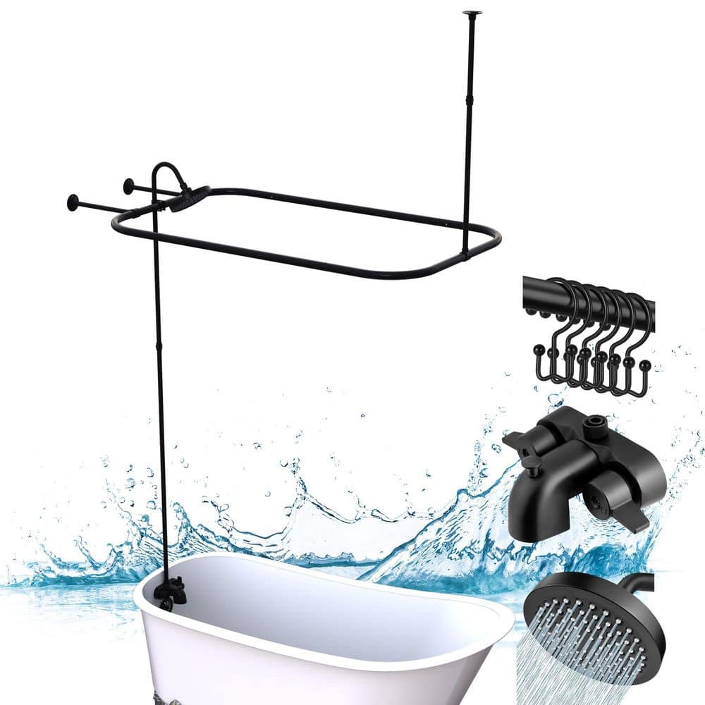 48 in. x 27 in. Rectangular Claw foot Tub Shower Curtain Rod Kit, Clawfoot Tub Shower Kit, Matte Black price history on PriceWatchPro