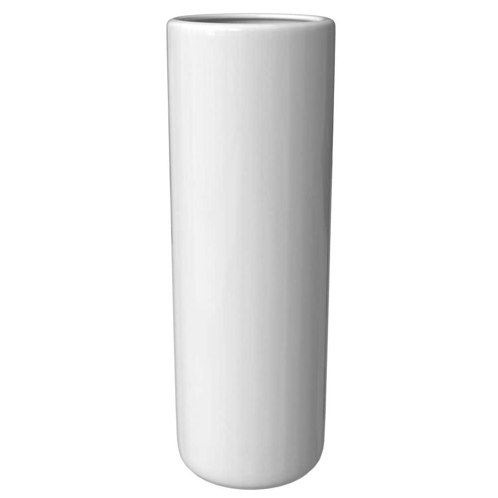 24" White Porcelain Hand-Painted Round Umbrella Stand