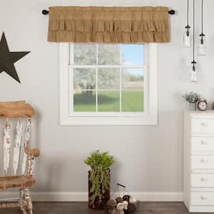 Simple Life Flax Ruffled 60 in. L x 16 in. W Cotton Linen Blend Valance in Khaki