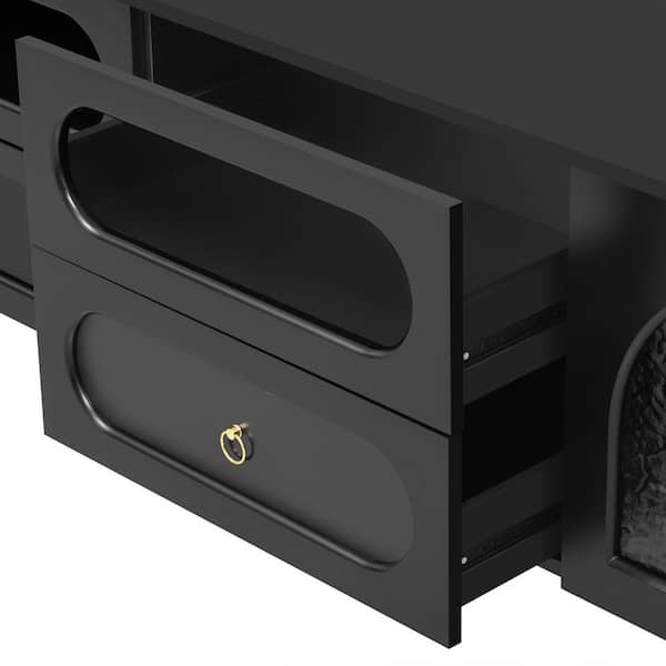 Nestfair 78.8 in. Black TV Stand Fits TVs Up to 85 in. with