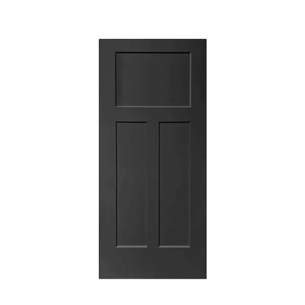 CALHOME 30 in. x 80 in. Black Stained Composite MDF 3-Panel Interior Barn Door Slab