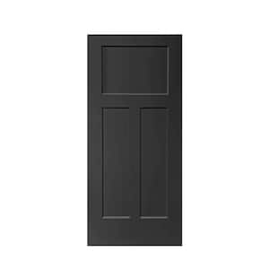 30 in. x 80 in. 3 Panel Hollow Core Black Stained Composite MDF Interior Door Slab for Pocket Door