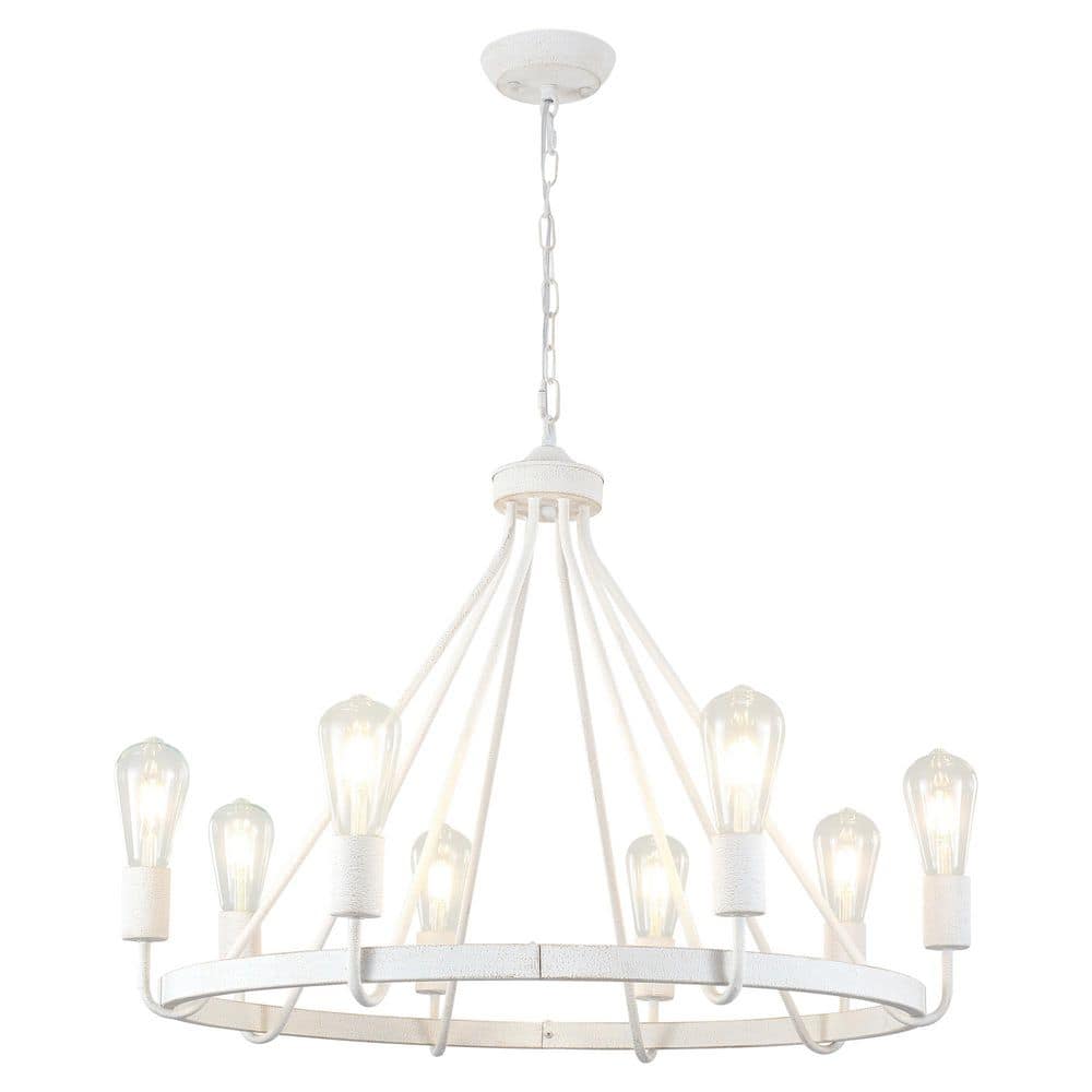 8-Light Vintage White Flower Basket Design Wagon Wheel Chandelier for Bedroom Kitchen Island with No Bulbs Included price history on PriceWatchPro