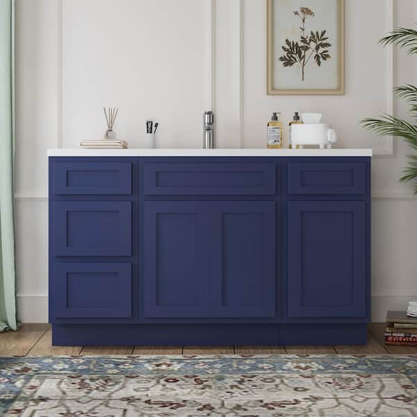 Vanity Art 54 in. W x 21 in. D x 32.5 in. H Bath Vanity Cabinet without Top in Blue