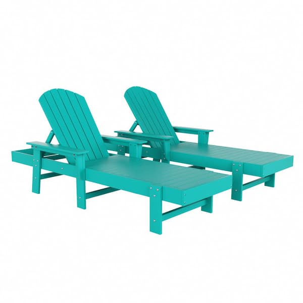 WESTIN OUTDOOR Altura 2-Piece Fade Resistant Classic Adirondack Poly Reclining Outdoor Chaise Lounge Chair with Arms in Turquoise