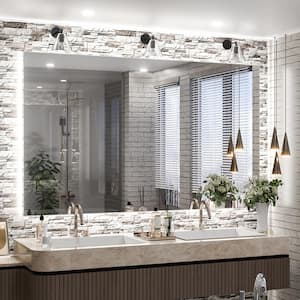 40 in. W x 24 in. H Rectangular Frameless LED Light Anti-Fog Wall Bathroom Vanity Mirror with Backlit