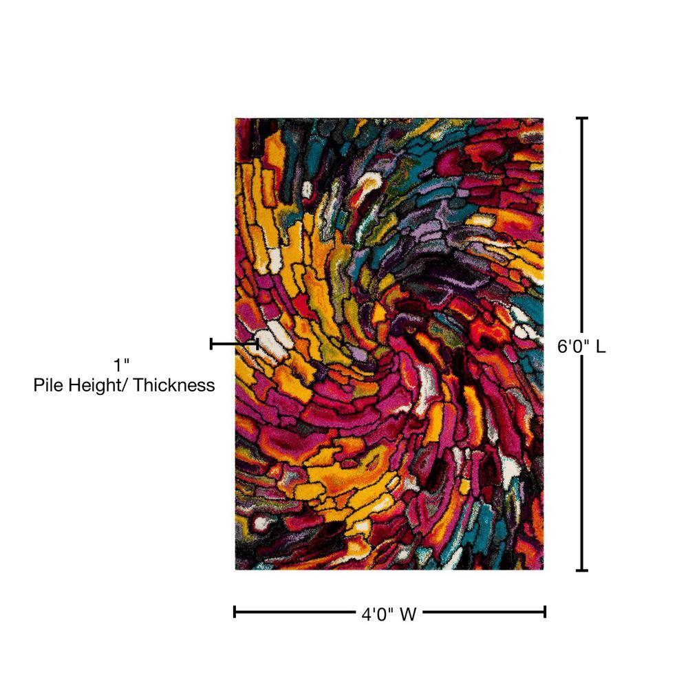 Abstract Multicolor Soft Shag Area Rug 4' x 6'