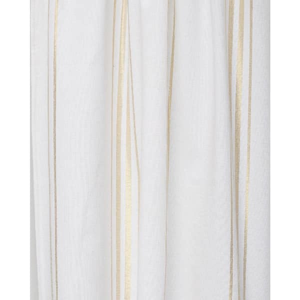 Sirena White Gold Cotton Lightfiltering, White Curtains Gold Rod
