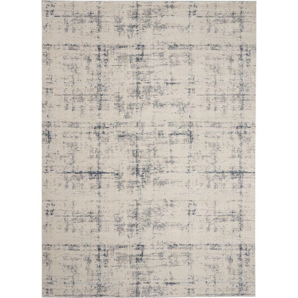 Nourison Rustic Textures Ivory/Blue 8 ft. x 11 ft. Abstract Contemporary Area Rug
