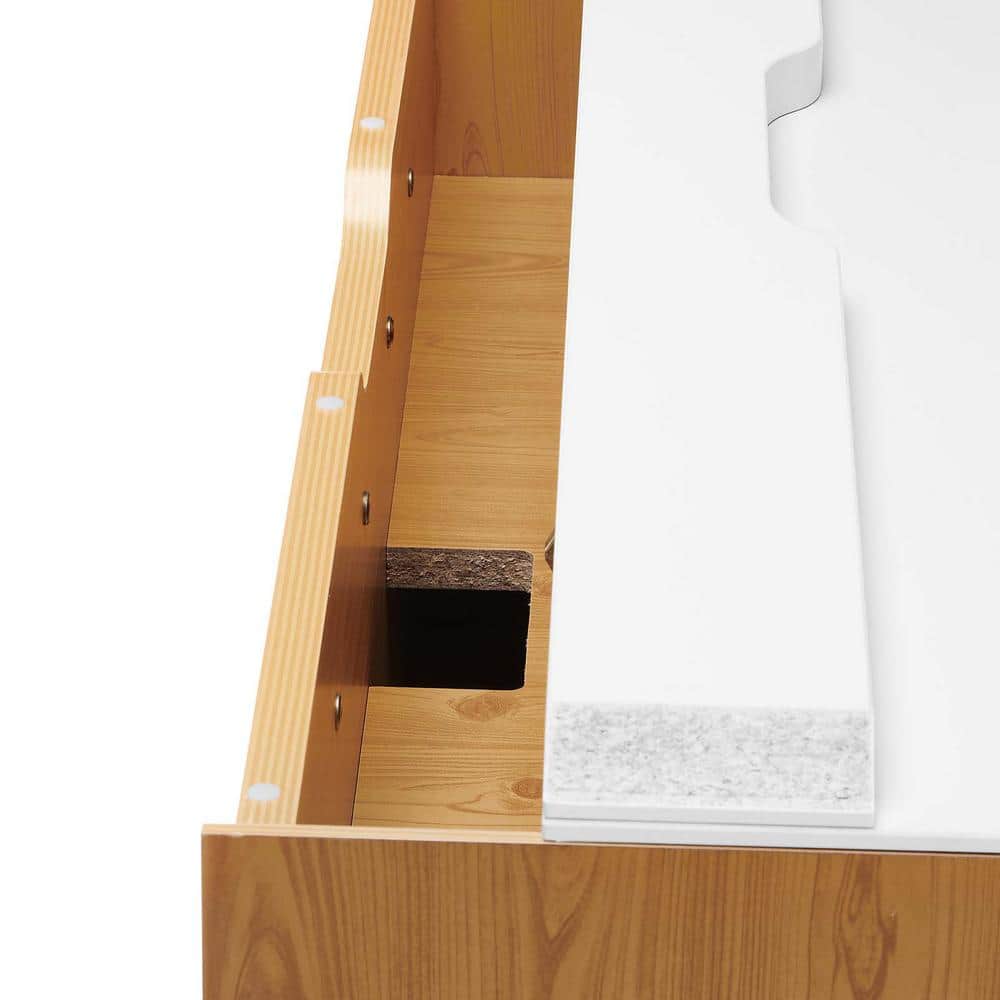 White Natural Wall-Mounted 38" Wood Office Desk