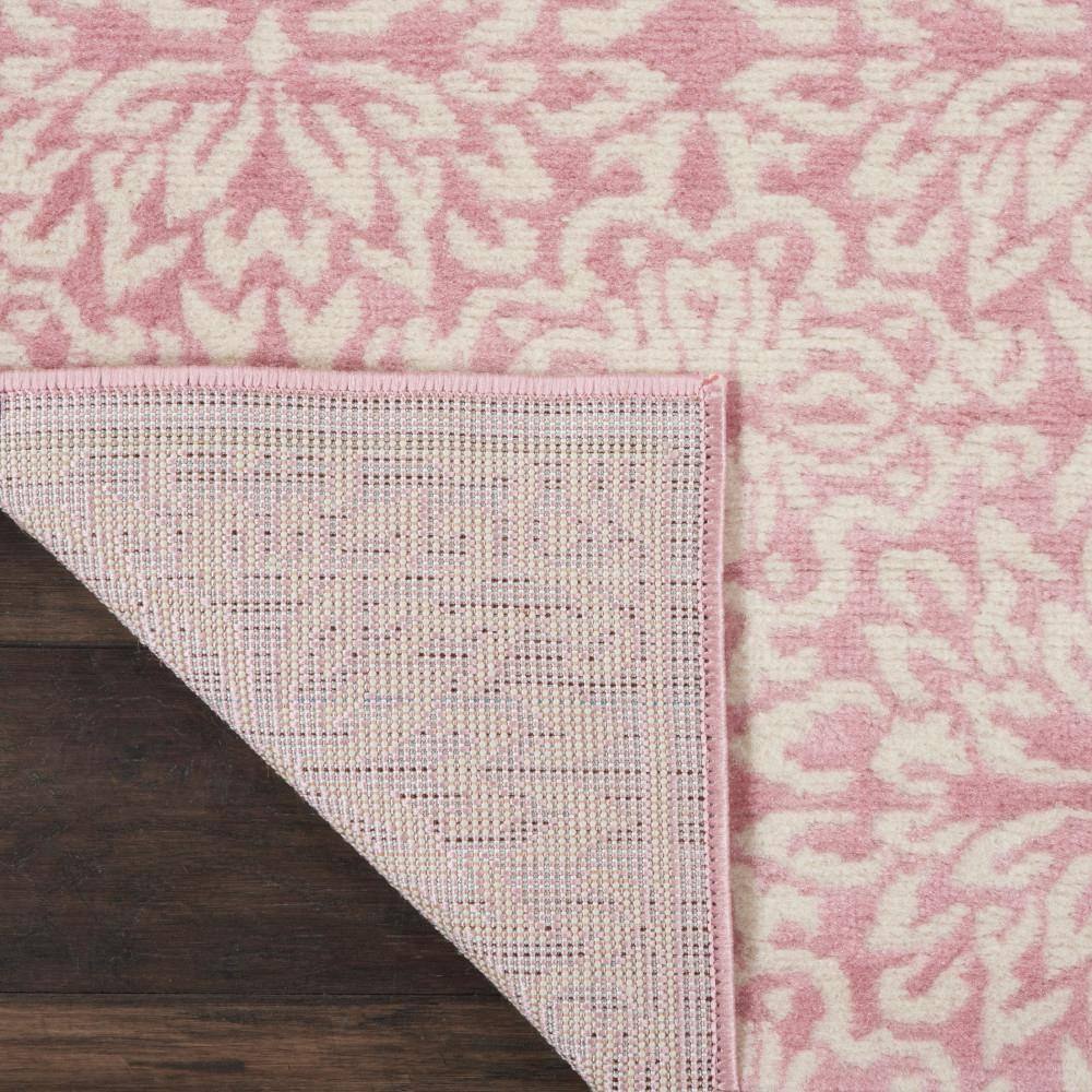 Hand-Knotted Ivory/Pink Floral Synthetic Easy-Care Rug 2' x 4'