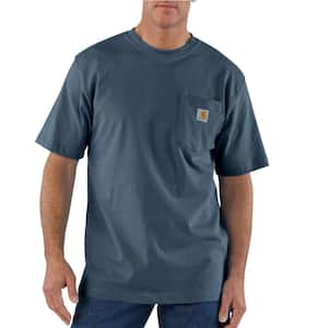 Men's 5X-Large Bluestone Cotton Workwear Pocket Short Sleeve T-Shirt Mid Weight Jersey Original Fit
