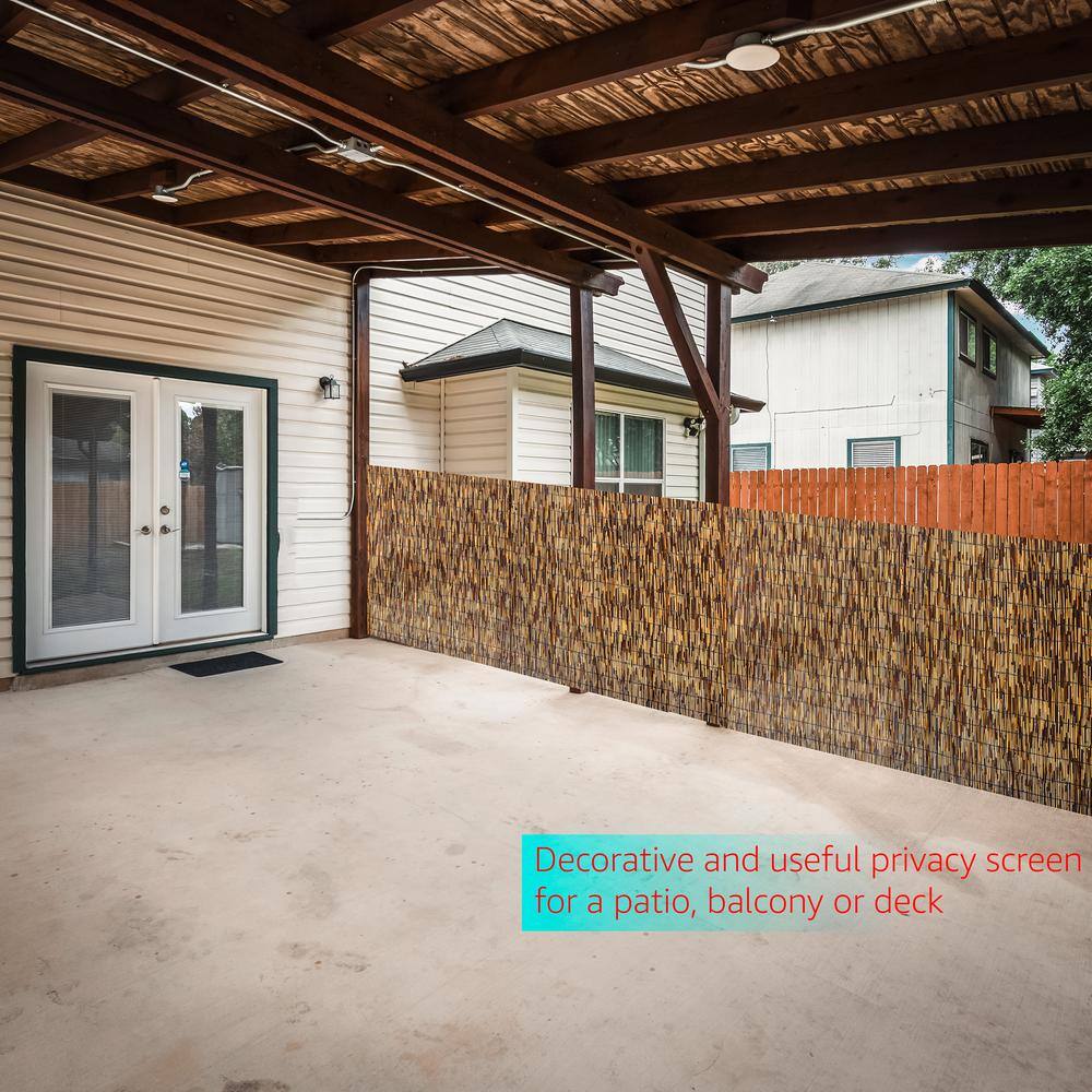 16.4 ft x 4 ft Brown Bamboo Reed Privacy Screen Fence