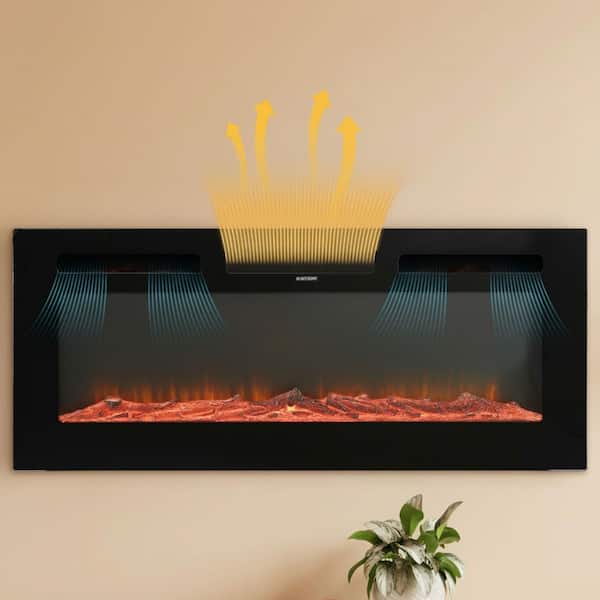 36 in. Wall Mount Electric Fireplace with 12-Flame Colors and 5-Brightness, Timer, Thermostat, Fireplace Heater in Black