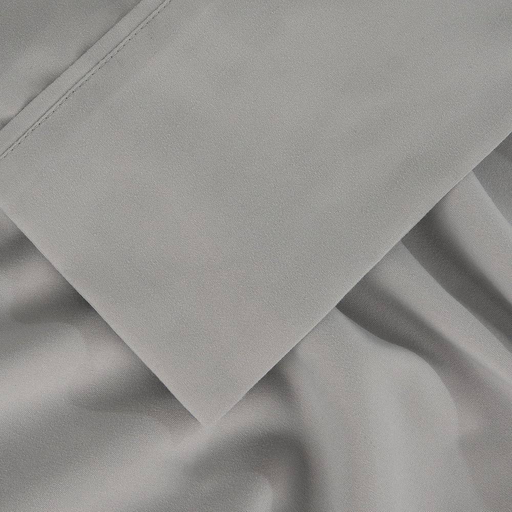 Light Grey Twin XL Polyester Microfiber Sheet Set with Pillowcases