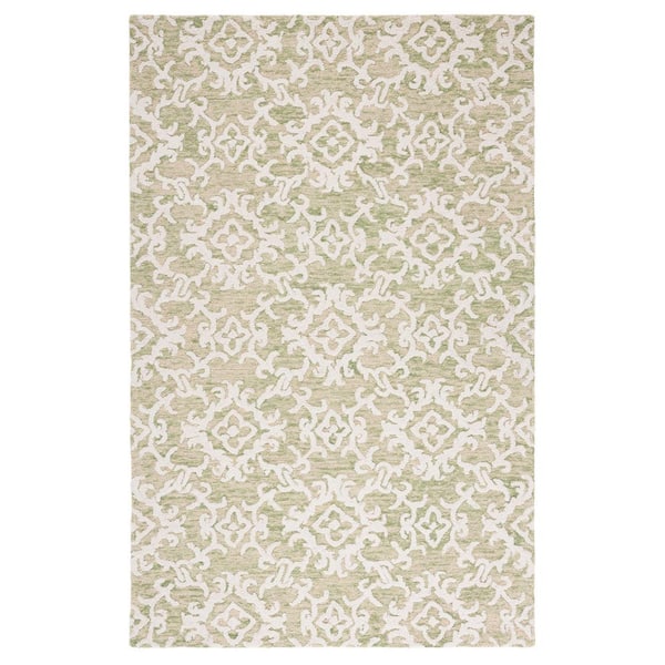 SAFAVIEH Blossom Light Green/Ivory 8 ft. x 10 ft. Floral Antique Area Rug