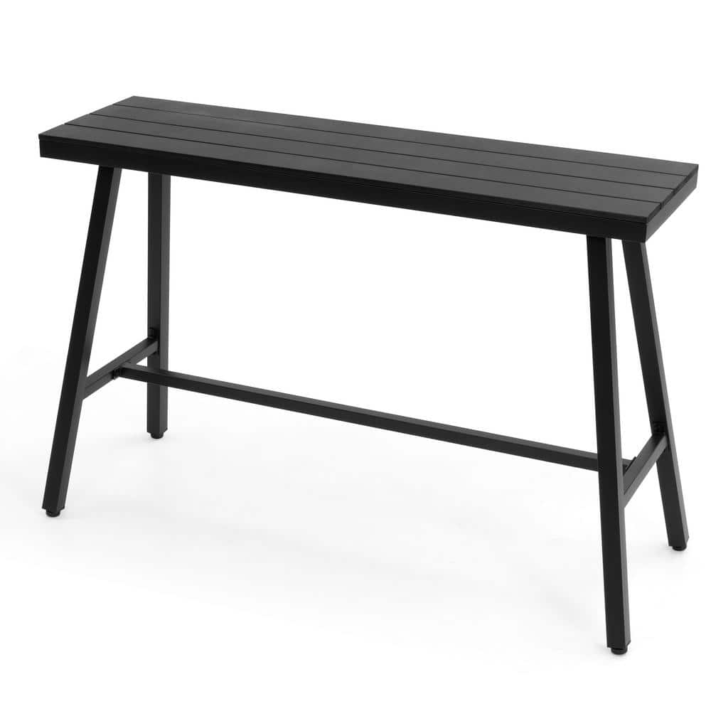 55.11 in. Metal Outdoor Terrace Trapezoid Bar Height Dining Table in Black price history on PriceWatchPro