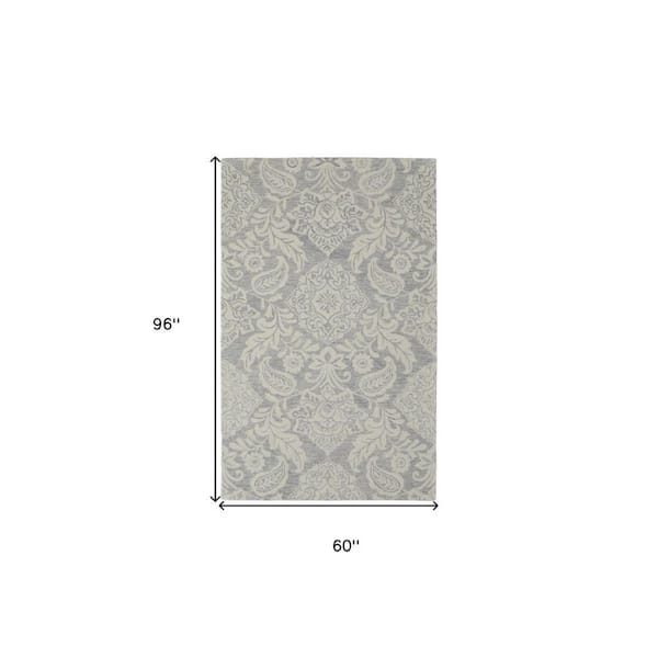 2 ft. x 8 ft. Blue, Ivory Paisley Area Rug