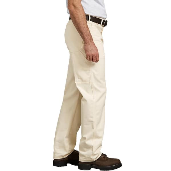 Men s Natural Beige Relaxed Fit Straight Leg Cotton Painter s Pants 42x30