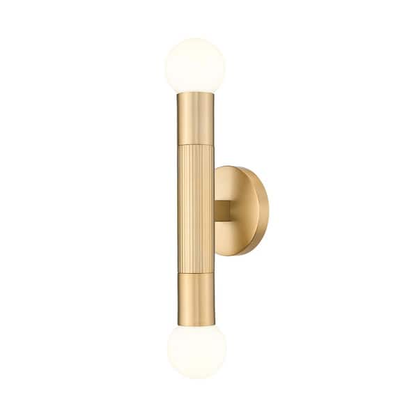 Stari 2-Light Modern Gold Wall Sconce with No Shade