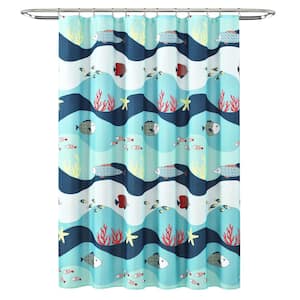 72 in. x 72 in. Sea Life Blue Single Shower Curtain