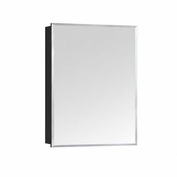16x24 in. Frameless Beveled Mirror Aluminum Medicine Cabinet with 6 Adjustable Shelves, Recessed or Wall