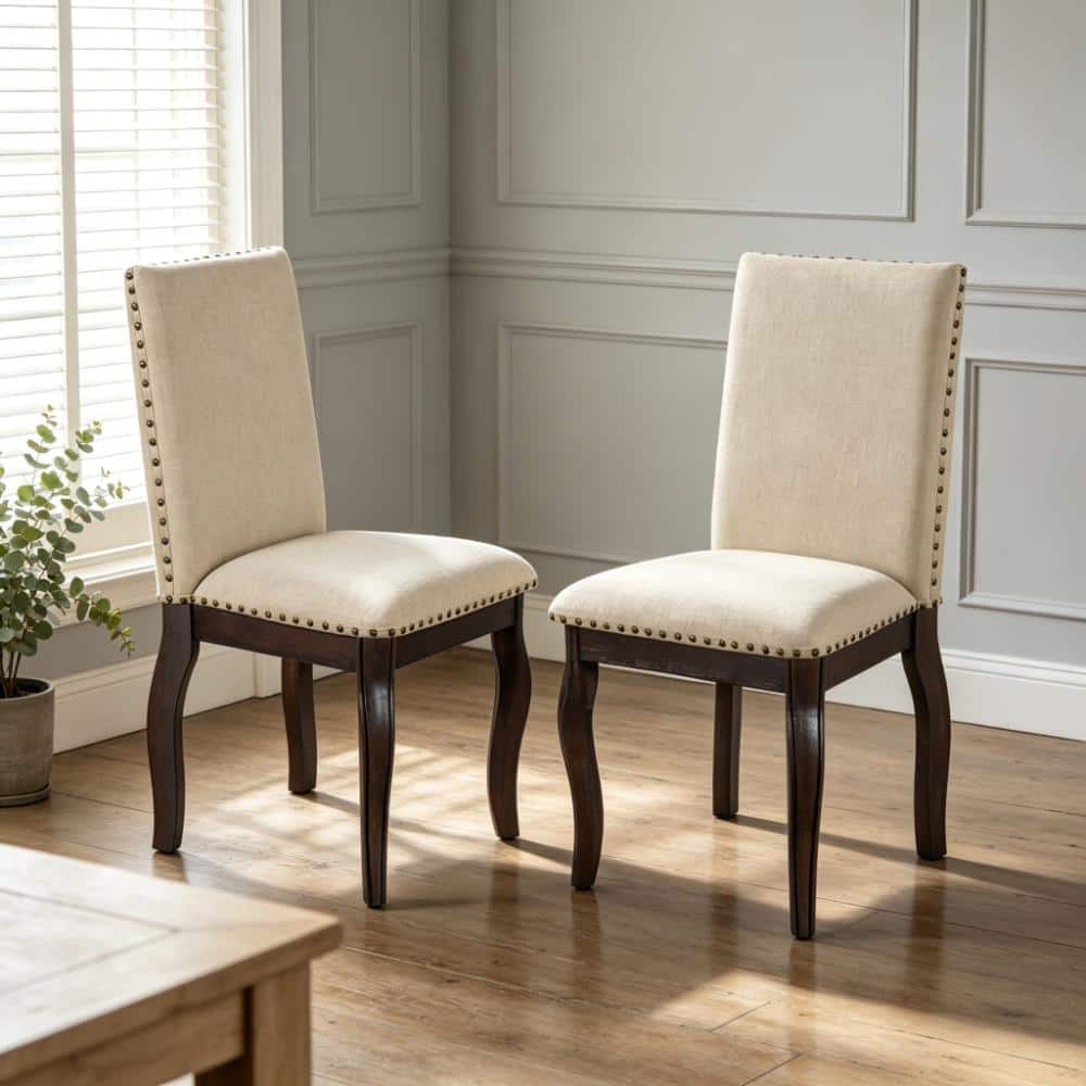 Set of 2 Espresso Wood Upholstered Dining Chairs price history on PriceWatchPro