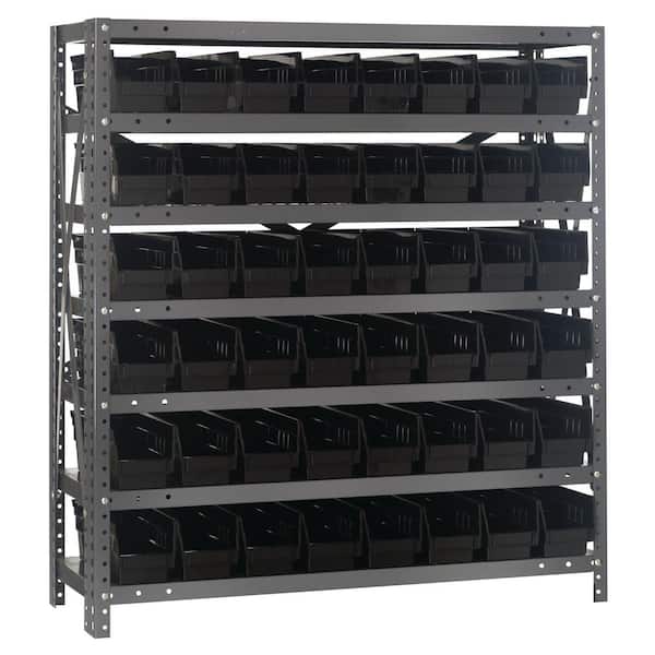 36 in. W Black Shelf Bin Rack Unit