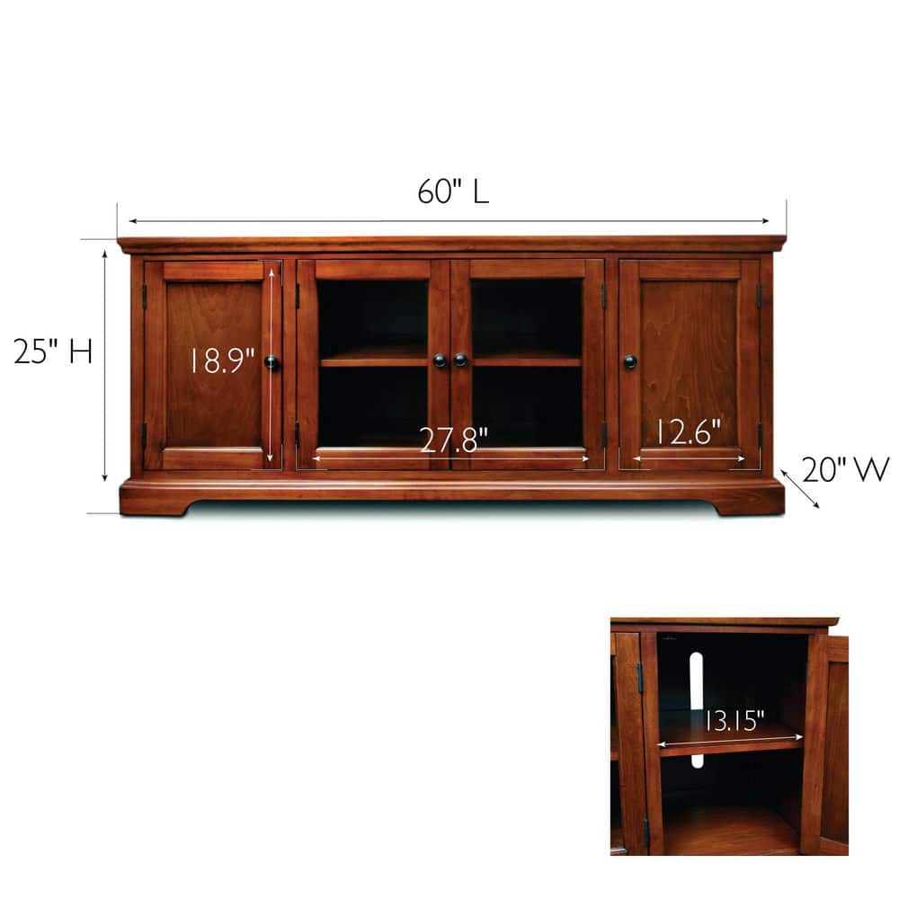 Westwood Cherry 60-Inch Hardwood TV Stand with Cabinets