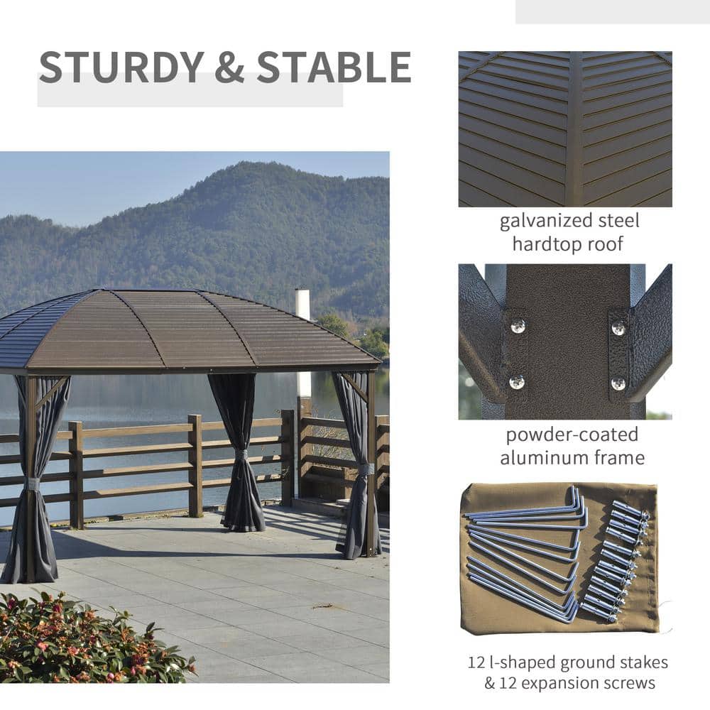 Outsunny 10' x 13' Hardtop Gazebo with Steel Roof and Curtains