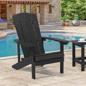 Recycled Plastic Weather Resistant Outdoor Patio Adirondack Chair in Black