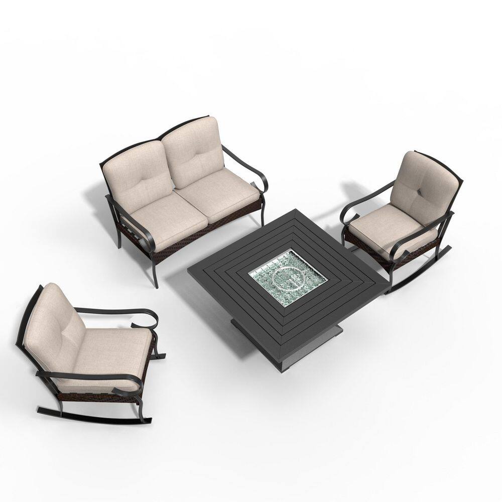 DIRECT WICKER Anthony Black 4Piece Wicker Patio Conversation Set with