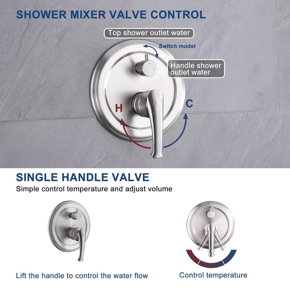 Brushed Nickel Multi-Head Wall Mounted Shower System