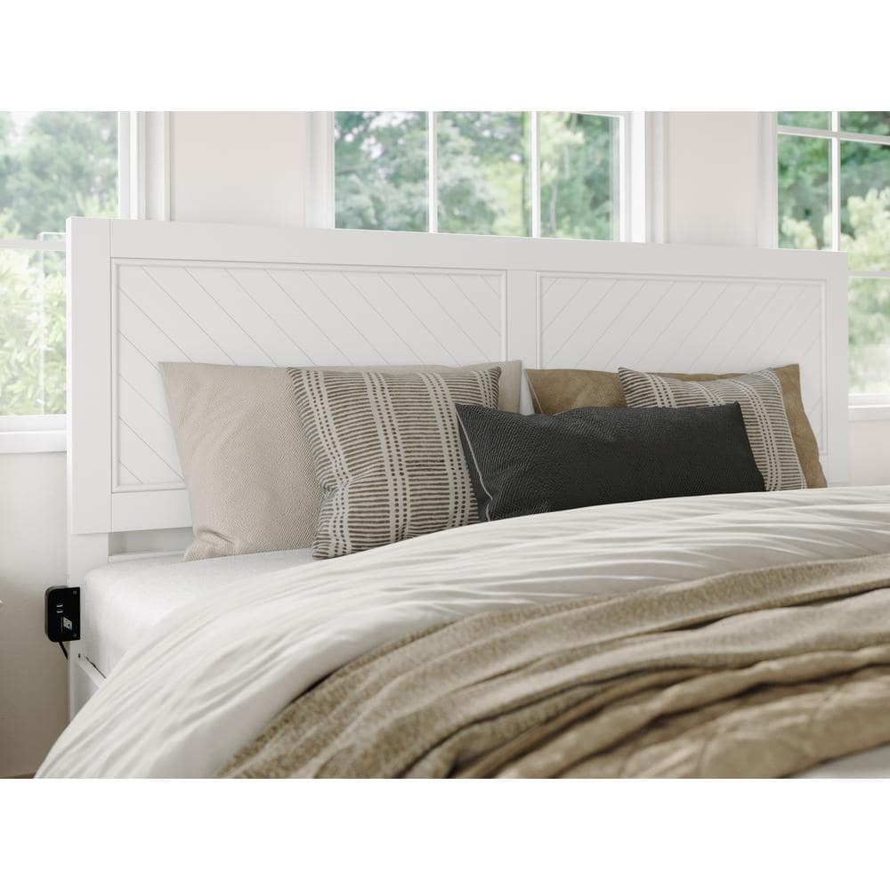 Canyon White King Wood Platform Bed with Storage Drawers