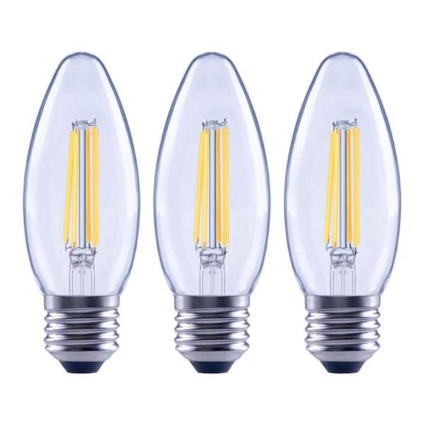 EcoSmart 100 Watt Equivalent B11 Dimmable Blunt Tip E26 Medium Base Vintage Edison LED Light Bulb 5000K Daylight (3-Pack)