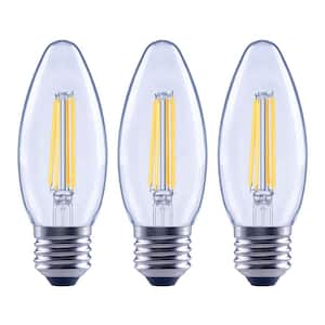 100-Watt Equivalent B13 Dimmable Candle Blunt Tip Clear Glass E26 Medium LED Vintage Edison Light Bulb Daylight (3-Pack)