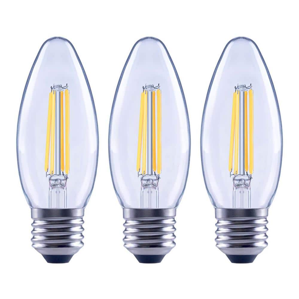 EcoSmart 100-Watt Equivalent B13 Blunt Tip Dimmable Candle E26 Base Clear  Glass LED Vintage Edison Light Bulb Soft White (3-Pack) FG-04220 - The Home  