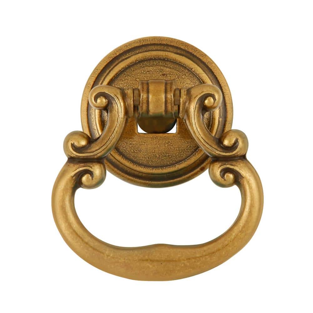 Lancaster Hand Polished Brass Drop Ring Cabinet Pull