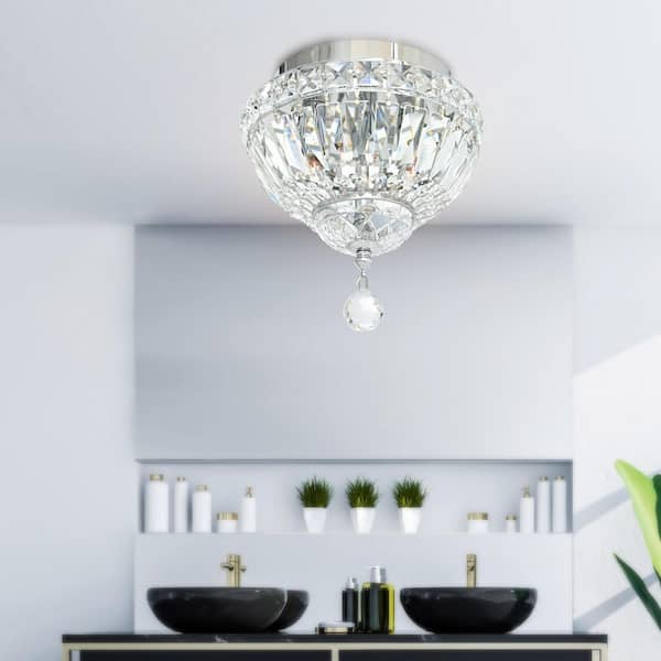 Stefania 2 Light Bowl Flush Mount With Chrome Finish