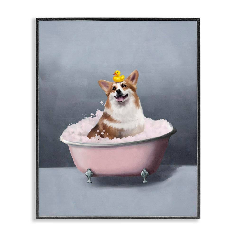 Corgi in Pink Bath by Svetlana Aleynikova Black Framed Animal Giclee Art Print 30 in. x 24 in. price history on PriceWatchPro