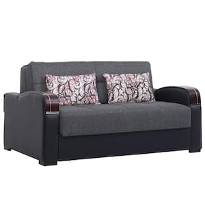 Daydream Collection Convertible 67 in. Grey Polyester 2-Seater Loveseat with Storage