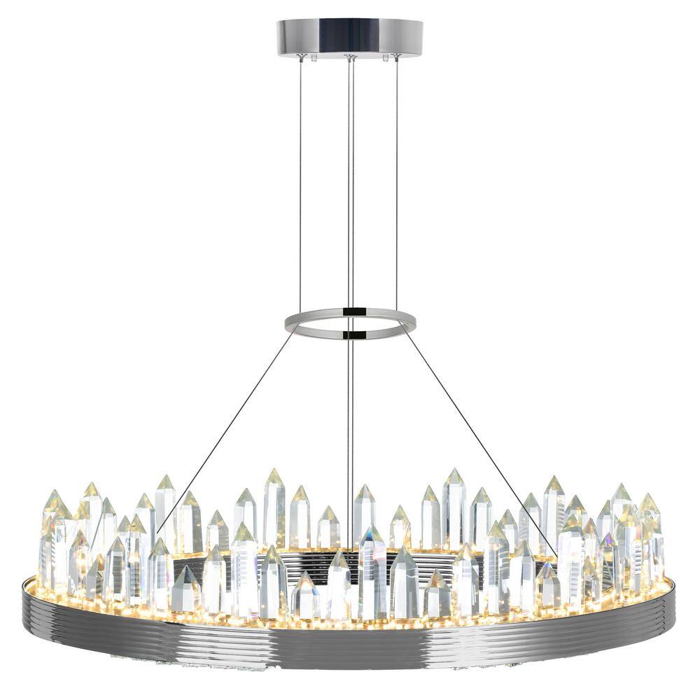 Agassiz 24'' Polished Nickel LED Chandelier with Crystal Towers