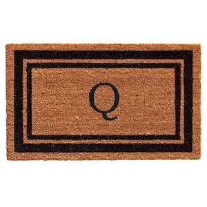 Black Border 24" x 48" Monogram Doormat (Letter Q)