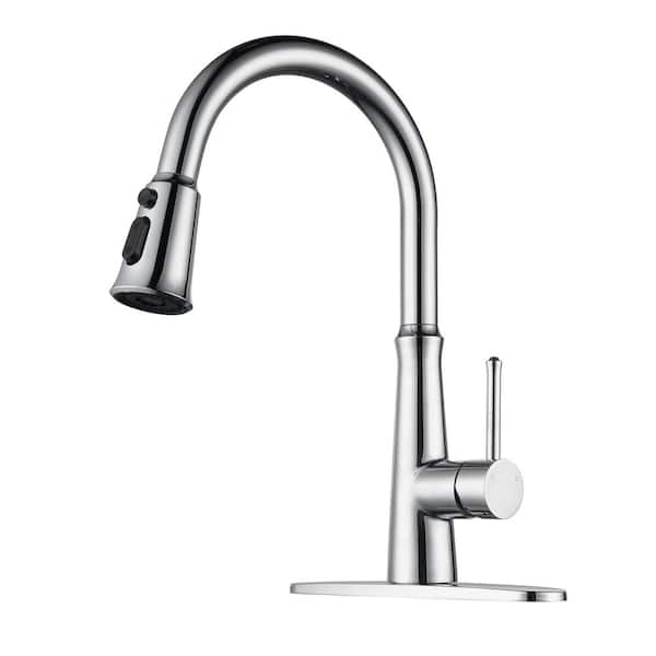 ALEASHA Single-Handle Pull Down Sprayer Kitchen Faucet in Chrome
