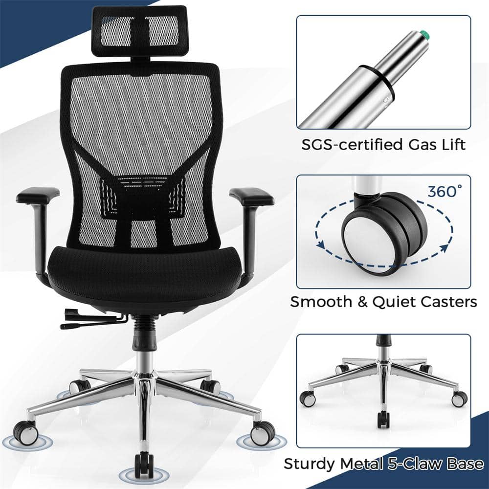 Black Mesh High Back Executive Swivel Chair with Adjustable Arms