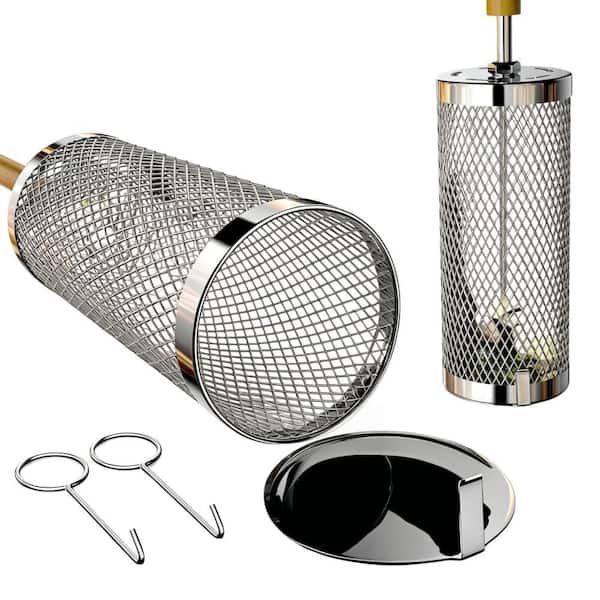 Stainless Steel Grill Basket with Handle for Grilling Vegetables, Shrimp, Outdoor Cooking, Camping and Gift (2-Pack)