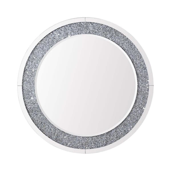 Unbranded Silver 31.5 in. W x 31.5 in. Modern Rectangle Wall Mirror with Diamonds Inlay