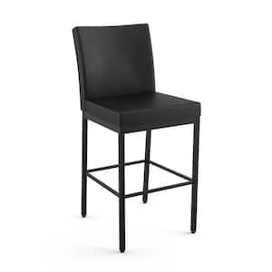Perry Plus 30 in. Black Faux Leather/Black Metal Bar Stool