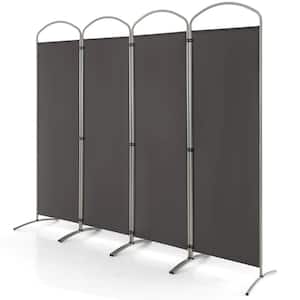 4 Panels Folding Room Divider 6 Ft Tall Fabric Privacy Screen Grey