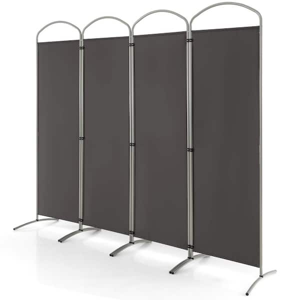 Costway 4 Panels Folding Room Divider 6 Ft Tall Fabric Privacy Screen Grey